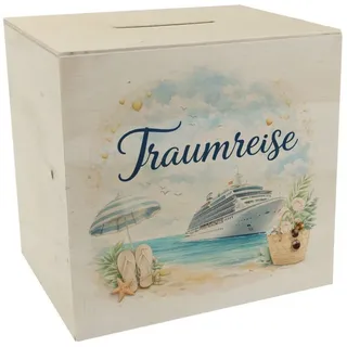 speecheese Spardose Kreuzfahrtschiff Traumreise Spardose aus Holz für Urlaubsträume