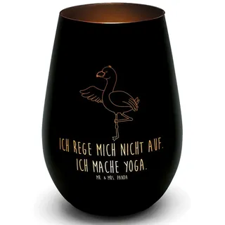 Mr. & Mrs. Panda Windlicht Flamingo Yoga - Schwarz - Geschenk, Teelicht aus Glas, Yogapose, Baum (1 St), Inklusive Teelicht schwarz