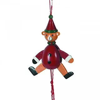 OBC-Kunsthandwerk Weihnachtlicher Hampelmann Bär, Holz, 3 Stück, Christbaumanhänger