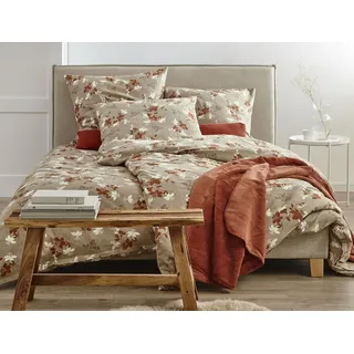 Irisette Bettwäsche Edel-Flanell Alpaka 155 x 220 cm terra, Bettbezug Kopfkissenbezug Set kuschelig weich hochwertig orange