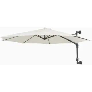 Festnight Wand-Sonnenschirm ? 300 cm Wandmontage Ampelschirm mit Metallmast Gartenschirm Terrassenschirm Balkonschirm 8 Rippen Kurbelsystem Sandfarben - Groß