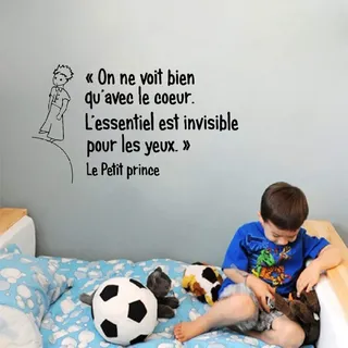 Französisch Der Kleine Prinz Zitat Vinyl Wandaufkleber Kinderzimmer/Schlafzimmer Prince Wandkunst Wandtattoo Dekoration 56Cmx33Cm