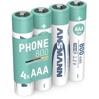 Ansmann Telefon Akku AAA, 4 Stück, 800mAh 1,2V, DECT