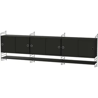 Sideboard wandmontage mit Regalböden Schwarz Esche gebeizt