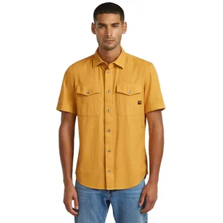 G-STAR Men's Marine Slim Short Sleeve Shirt, Size: M, Color Yellow