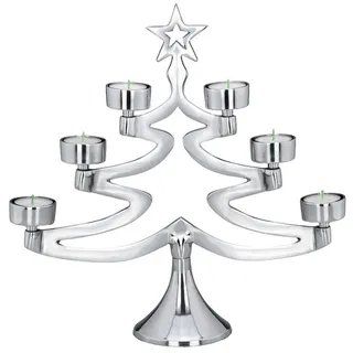 Teelichthalter 39 cm Weihnachtsbaum-Form Aluminium Kerzenhalter für 6 Teelichter