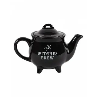 Horror-Shop Teekanne Schwarze Hexenkessel Teekanne aus Keramik schwarz