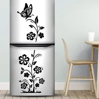 Aufkleber mit Schmetterlingen und Blumen für Kühlschrank, Wandaufkleber Blumendekorationen Kunst-Dekor, Küche, Schlafzimmer, Dekoration, Ornament, Einkaufsposter, Wohnzimmer-Aufkleber, Möbel-Dekor