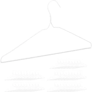 Relaxdays Drahtbügel, 50er Set, für leichte Kleidung, platzsparende Draht Kleiderbügel, Steg für Hosen und Röcke, weiß