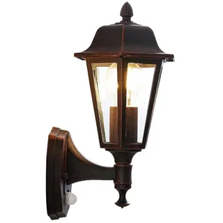 Lindby Wandlampe aussen mit Bewegungsmelder, Aussenwandleuchte Laterne IP44 Wandleuchte Finish schwarz rost Außenbeleuchtung Wand für Hof Garten Terrasse Balkon Haus