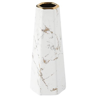 HCHLQLZ 20cm Weiß Gold Marmor Vase Keramik Vasen Blumenvase Deko Dekoration