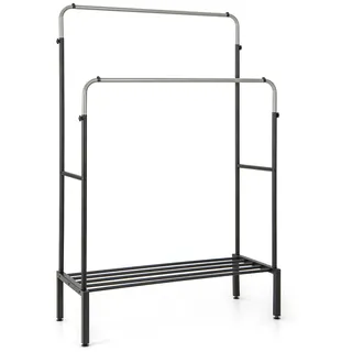 COSTWAY Kleiderständer mit 2 Kleiderstangen, doppelter Garderobenständer mit verstellbarer Höhe, 108 x 50 x 125 cm