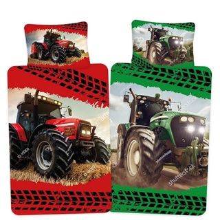 Kinderbettwäsche Roter Traktor - Bettwäsche-Set mit Wendemotiv, 135x200 & 80x80, TOP!, Baumwolle, 100% Baumwolle