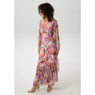 Aniston CASUAL Wickelkleid, mit farbenfrohen, großflächigen Blättern bedruckt - NEUE KOLLEKTION Aniston CASUAL vanille-lavendel-flieder-rostrot-rosa-weiß-pink-gelb-orange-hellblau-braun-schwarz-smaragdgrün-hellorange-lila-dunkelblau
