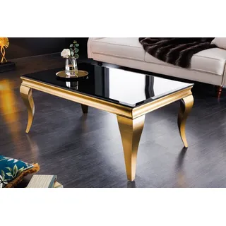 riess-ambiente Couchtisch MODERN BAROCK 100cm schwarz / gold (Einzelartikel, 1-St), Wohnzimmer · Glasplatte · Edelstahl · eckig schwarz