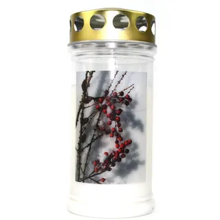 Jeka Gedenkkerze Beeren 17 cm weiß