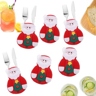 Uten Weihnachten Besteckhalter, 6 Stück Bestecktasche Besteckbeutel Weihnachtsdeko Tischdeko Weihnachtsmann