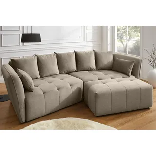 riess-ambiente Fußhocker ROYAL 120cm greige - Strickstoff, Federkern, Ziersteppung (Einzelartikel, 1 St), gepolsterter Sitzhocker - ideal für Ankleide, Garderobe & Wohnzimmer beige