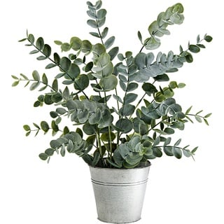 Künstlicher Eukalyptusbusch Im Metallübertopf  53 Cm