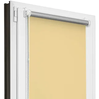 Estika Verdunklungsrollo Thermorollo ohne Bohren - 60 cm x 220 cm - Sand - 13 Stofffarben, Rollos für Fenster ohne Bohren, Klemmfix-Rollos für Innenfenster (60 cm Stoffbreite)
