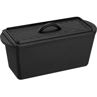 Navaris Gusseisen Brotbackform mit Deckel - 34 x 13 x 13cm - Kastenform Backform Auflaufform - Dutch Oven rechteckig mit Griff zum Brot Backen und - Schwarz