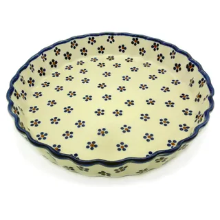Bunzlauer keramik Tarte- oder Quicheform 26,5 cm (Dekor Margarete, Weiß, Klassisch, elegant, Backform)