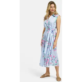 Sommerkleid MILANO ITALY, Damen, Gr. 40, Normalgrößen, blau (light blau print), Web, Material: 100% Baumwolle, regular fit Midi, V-Ausschnitt, normaler Saum, Kleider Sommerkleid, aus Baumwolle