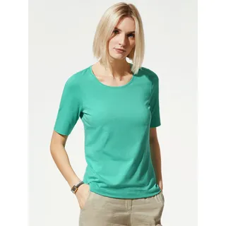 Walbusch Damen Baumwoll Basic Shirt Halbarm einfarbig Seegrün 44