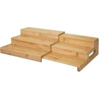 mDesign Aufbewahrungssystem mDesign Gewürzregal Aufbewahrung Organizer Ordnung ausziehbar Bambus braun