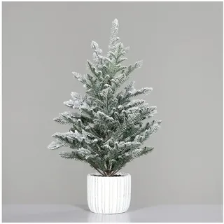 Kunstbaum Tannenbaum mit Schnee im weißen Deko Zemettopf DP künstlicher Weihnachtsbaum Tanne Kunsttanne, Seidenblumen Roß, Höhe 55 cm, aus Kunststoff 100% PE - Spritzgussverfahren weiß Ø 32 cm x 55 cm
