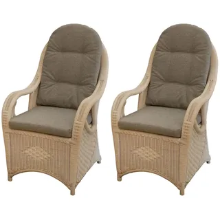 Set/2 Eleganter Hochlehn-Sessel mit extra hoher Rückenlehne (Vintage Weiss)