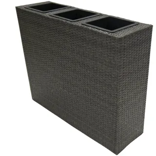 CB Home & Style Raumteiler XXL Bicolour Blumentopf Pflanzkübel Rattan Grau 100x80x30cm