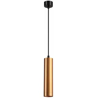 Braytron LED Pendelleuchte Modern – Zylinder Hängeleuchte aus Aluminium Ø60mm x 250mm, GU10 inkl. 5W LED warmweiß, höhenverstellbar, Küche Esstisch Bar Lampe, Gold/Kupfer
