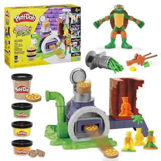 PLAY-DOH Teenage Mutant Ninja Turtles Pizza Spielset mit Pizzaofen, 4 Dosen Knete und Action-Figur