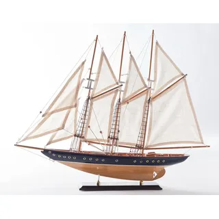 Freier Atlantik Segelschiff Segeljacht Modell Modellschiff Holz Standmodell Maritime Deko (Länge ca. 70 cm)