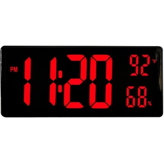 JAWSEU 3 In 1 LED Digitaluhr Thermometer Hygrometer LED Elektronisches Meter Uhr Wanduhr Digital 3 in 1 Multi Meter Gauge Panel Digitale Autouhr Digital Auto Thermometer Hygrometer Wecker Digital Uhr