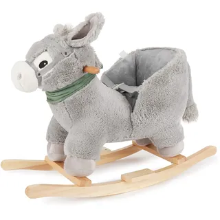 Bieco Plüsch Schaukeltier Esel 73,5x33,5x61cm | Schaukelpferd Baby | Schaukeltier Kinderschaukel Indoor | Baby Wippe Schaukelpferd ab 9 Monaten