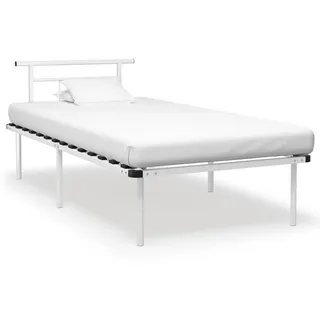 furnicato Bett Bettgestell Weiß Metall 100x200 cm weiß