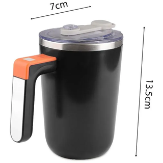 300 ml selbstruehrender Becher, Temperaturheizung, magnetischer Kaffee-Mixbecher mit Deckel, wiederaufladbarer 304 Edelstahl-Innenschuh, wasserdich... - Schwarz