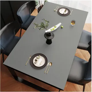 Schutzmatte aus Kunstleder, schmutzabweisend, aus Leder, wasserdicht, rutschfest, große Größe, Esstisch, Tischdecke für Couchtisch, leicht zu reinigen (90 x 200 cm, Grau)
