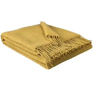 STTS International Wolldecke 100% Schurwolle Wohndecke in versch. Farben 140 x 200 cm Tagesdecke Schurwolldecke Woll-Plaid Tirol (Gelb/Ocker (R), 140 x 200 cm)