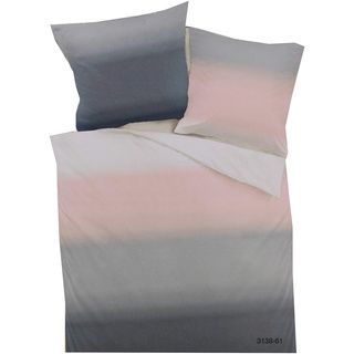 Dormisette Fein Biber Bettwäsche Set 100% Baumwolle 135 x 200 Blau Rosa Weiß