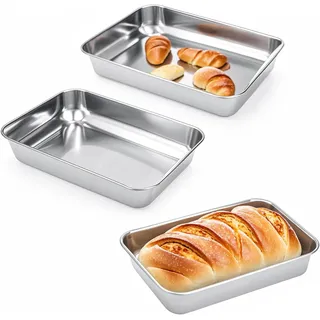 3er Set Kastenform Edelstahl Klein, 25 x 20 x 5,5 cm Brotform Backform Kastenfor