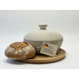 TeCoHome Brotbackform mit Deckel aus Naturton | Brotbacktopf & Brottopf zum Brot backen | Tontopf mit Deckel für knuspriges Brot wie vom Bäcker, Brotbackformen Keramik für perfekte Backergebnisse