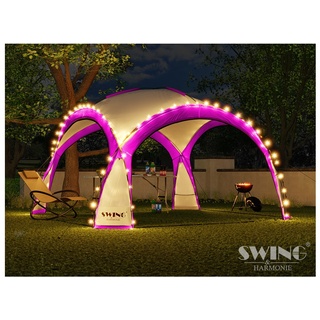Swing&Harmonie LED Event Pavillon 3,6 x 3,6m DomeShelter Garten Pavillion inkl. Solarmodul Pavilion Designer Gartenzelt Camping Pavilon Partyzelt mit Beleuchtung - versch. Ausführungen