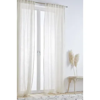 Jotex Ellen Multifunktionsgardine - hochwertige halbtransparente Leinen Gardinen für das Wohnzimmer (2er Set) - Leinenbeige, 220 cm