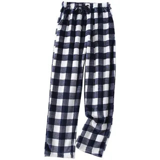 Kielsjajd Frühling/Sommer Karierte Pyjamahose Damenhose Lockere und Bequeme große Oberbekleidung Four Seasons Home Furnishings Damen-Cartoon-Haushose Hose Damen Vintage (Blue-1, XL)