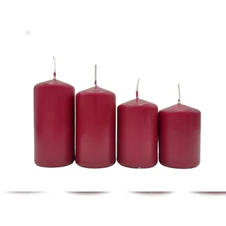 Adventskerzen 4er-Set Stumpenkerzen Weihnachtskerze Stufenkerzen Stumpen Kerze bordeaux