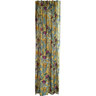 Homing Vorhang florales Dschungelmuster Safran Gelb Senf (1 Stück) | Blickdicht Blüten modern | Wohnzimmer Schlafzimmer Kinderzimmer | 140 x 245cm