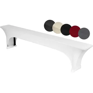 TexDeko® gepolstert Stretch Bierbankhussen für Bierzeltgarnitur strapazierfähig (nur Bierbank) 220 x 25cm Weiß Festzeltgarnitur | verstärkte Beintaschen bügelfrei waschbar